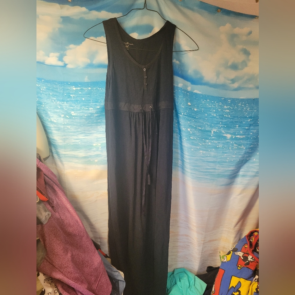 Eddie Bauer Ladies Tie Waist Maxi Length Sleeveless Summer Tshirt Dress Size Med